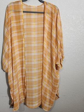 Women’s Plaid Swim Coverup - Yellow Orange